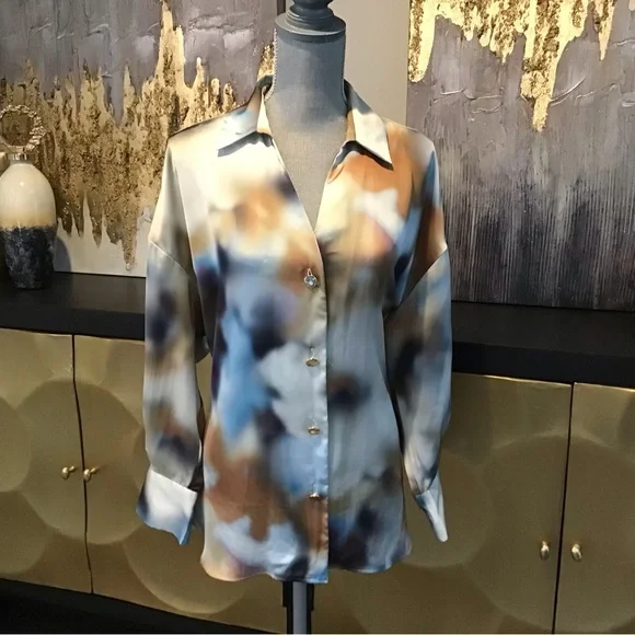 ZARA Multi Color Satin Blouse - Picture 6 of 9